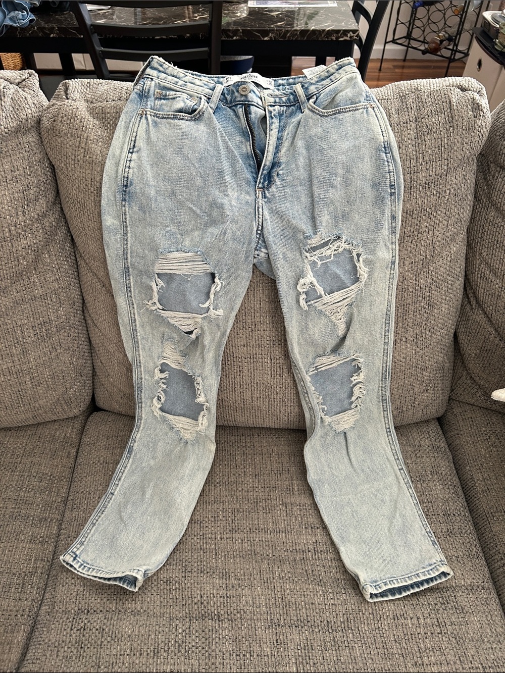 Hollister Light Blue Distressed Boyfriend Jeans